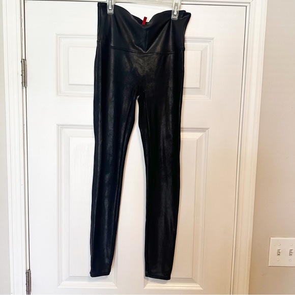 Spanx black spandex faux leather tights/leggings. - Picture 4 of 7